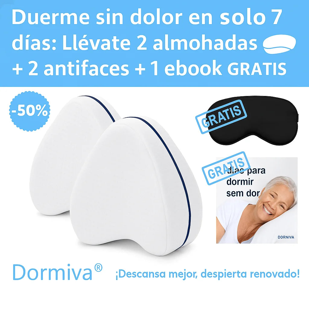 50% de Descuento: 2X1 Almohada Ortopédica - Moderno y tecnológico Duerme sin dolor + Masajeador Eléctrico (GRATIS)
