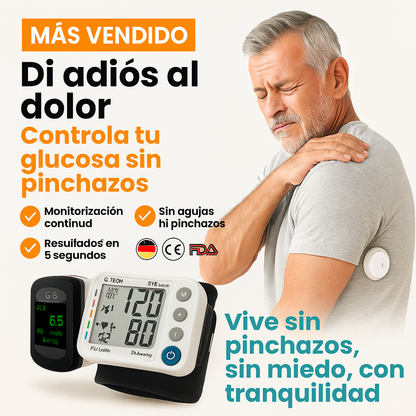 Medidor de Glucosa en Sangre Multifunción 8 en 1, pulso, glucosa y presión +🎁Regalo Medidor de Presión Arterial + Relogio Smartwach