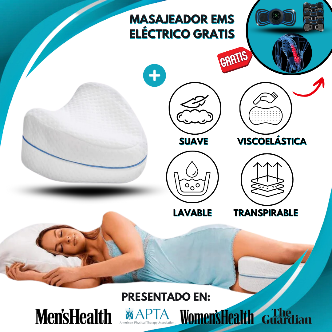 50% de Descuento: 2X1 Almohada Ortopédica - Moderno y tecnológico Duerme sin dolor + Masajeador Eléctrico (GRATIS)